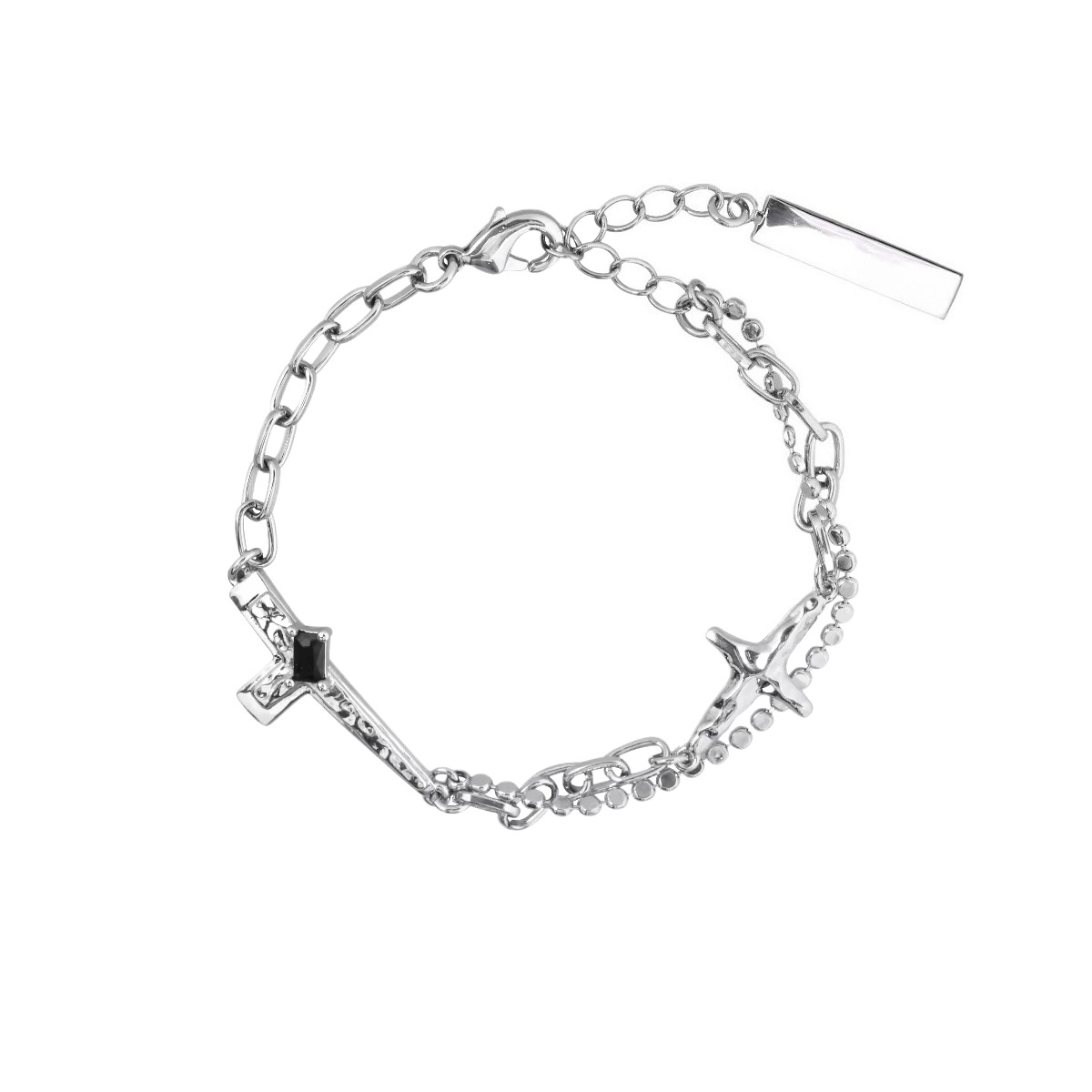 Janvera Silver Cross Chain Bracelet – Minimalist Unisex Jewelry