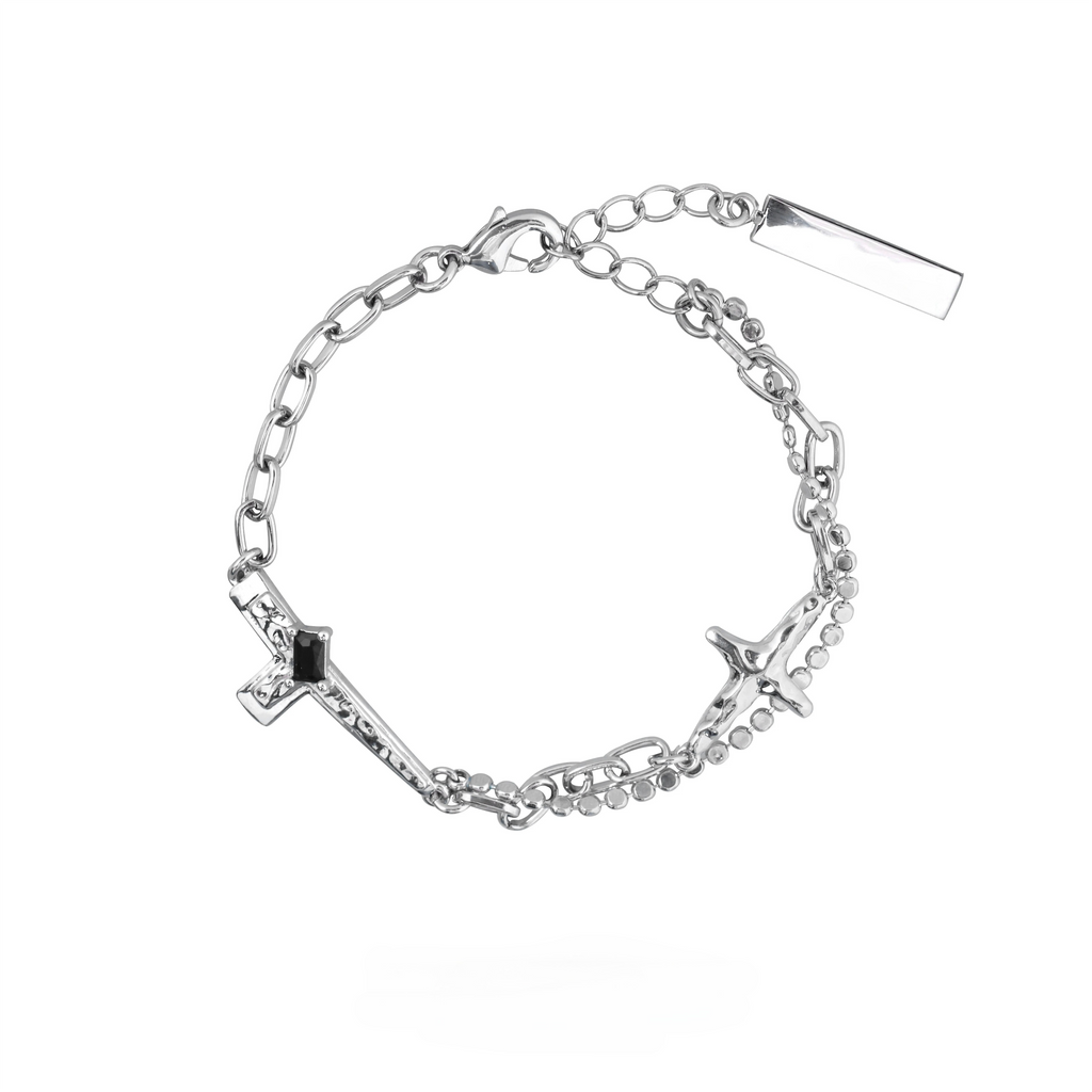 Janvera Silver Cross Chain Bracelet – Minimalist Unisex Jewelry